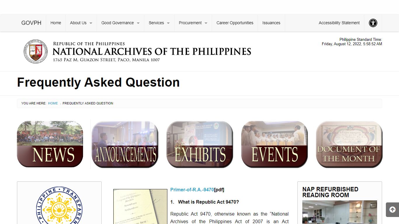 Frequently Asked Question | National Archives of the ...